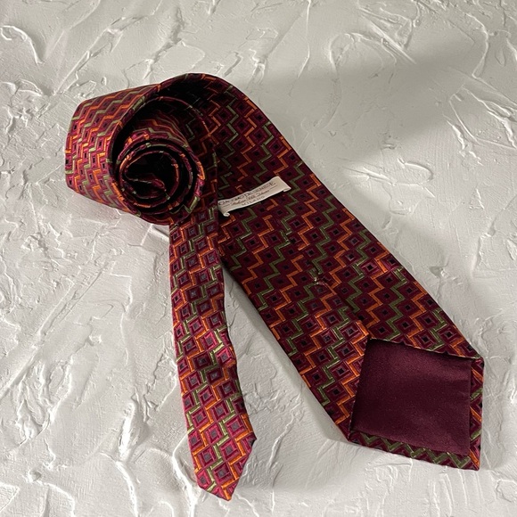 Giacomo De Senese Men's Chevron Silk Necktie - Picture 7 of 14